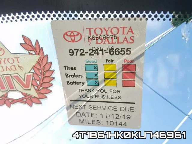 4T1B61HK0KU746961 фото 10