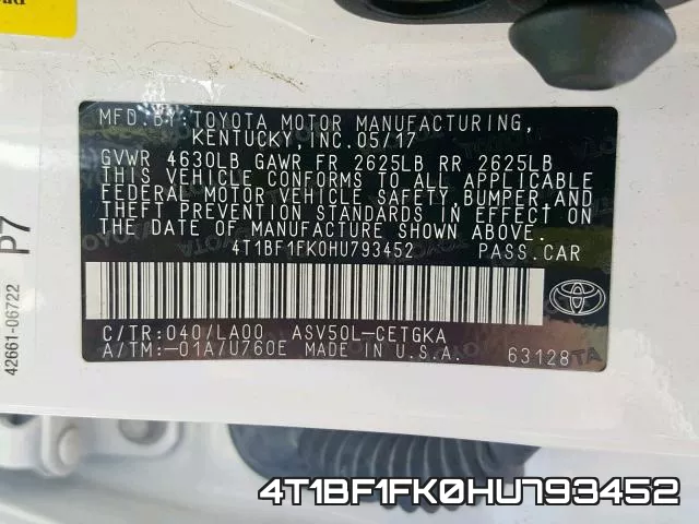 4T1BF1FK0HU793452 фото 2