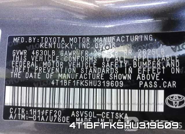 4T1BF1FK5HU319609 фото 10