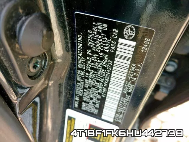 4T1BF1FK6HU442738 фото 2