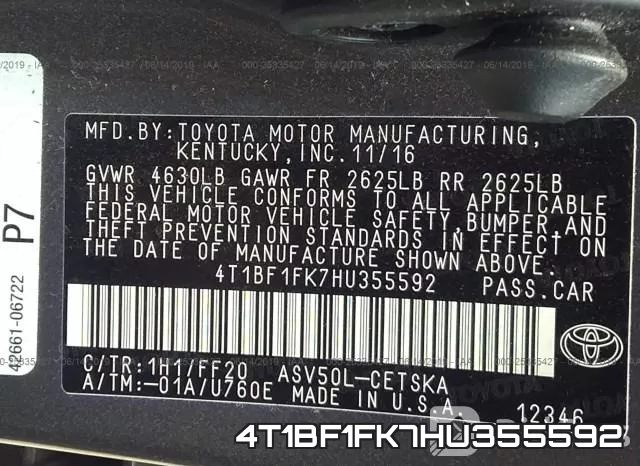 4T1BF1FK7HU355592 фото 10