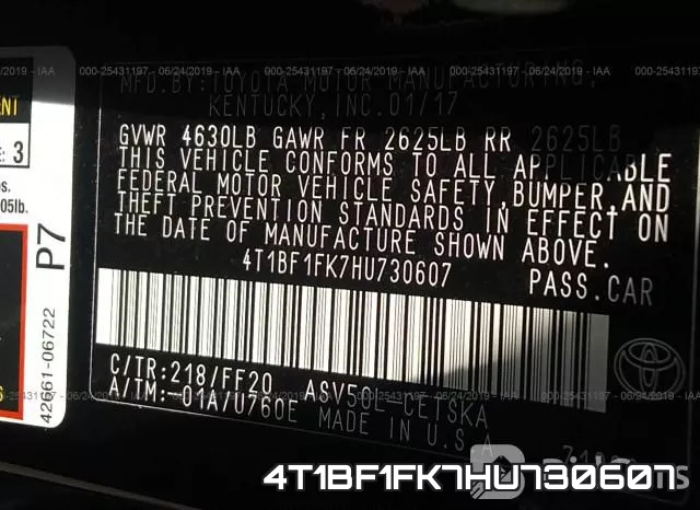 4T1BF1FK7HU730607 фото 10