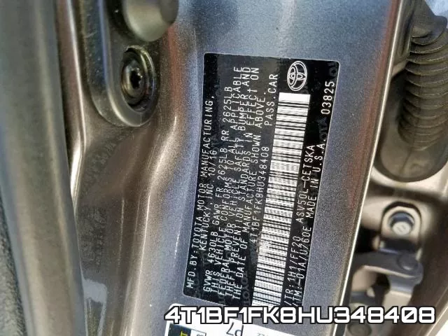 4T1BF1FK8HU348408 фото 2