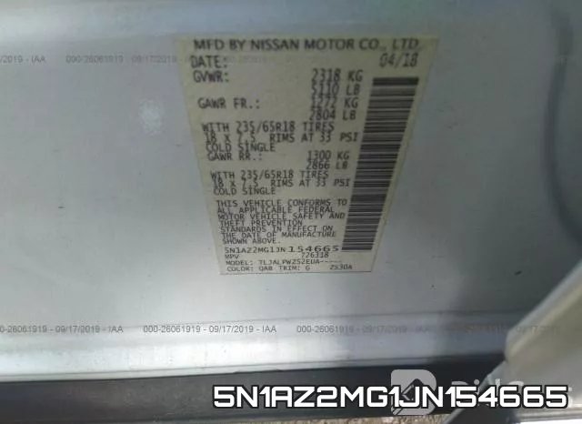 5N1AZ2MG1JN154665 фото 10