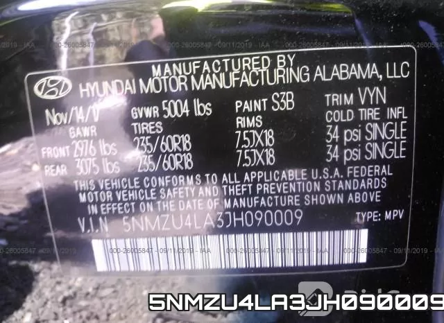 5NMZU4LA3JH090009 фото 10