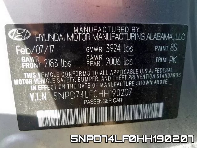 5NPD74LF0HH190207 фото 2