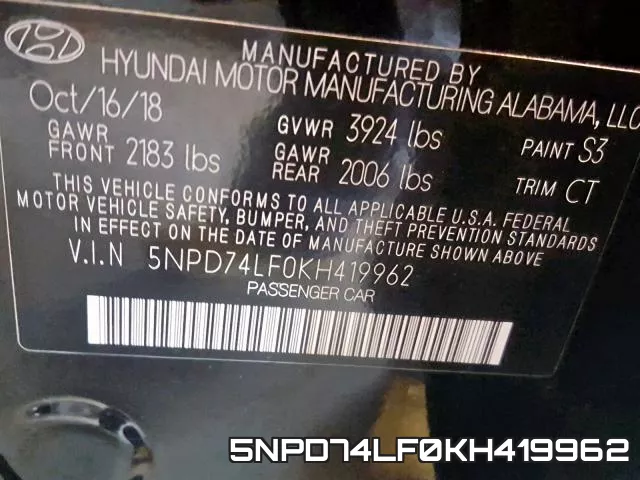 5NPD74LF0KH419962 фото 2