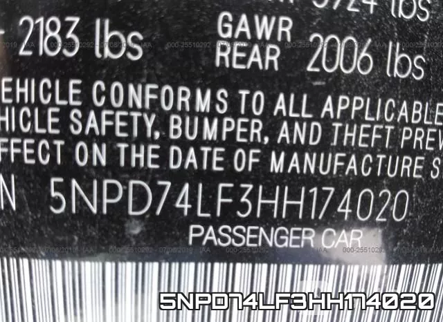 5NPD74LF3HH174020 фото 10