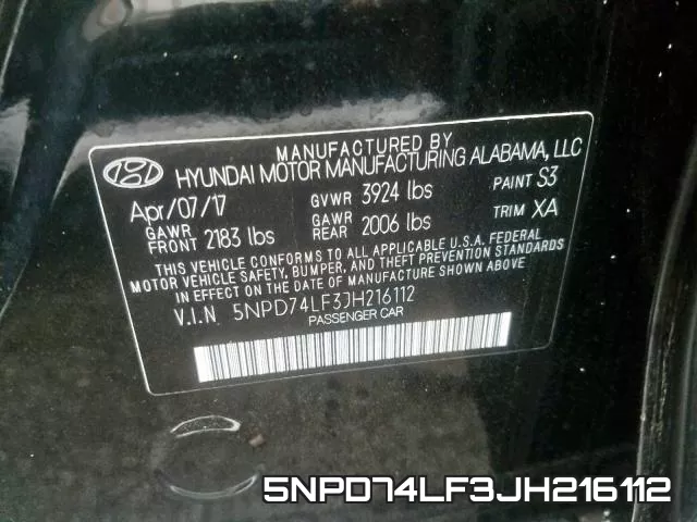 5NPD74LF3JH216112 фото 2