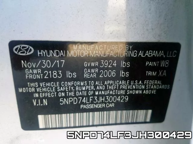 5NPD74LF3JH300429 фото 2