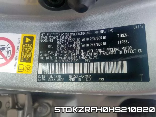 5TDKZRFH0HS210820 фото 2