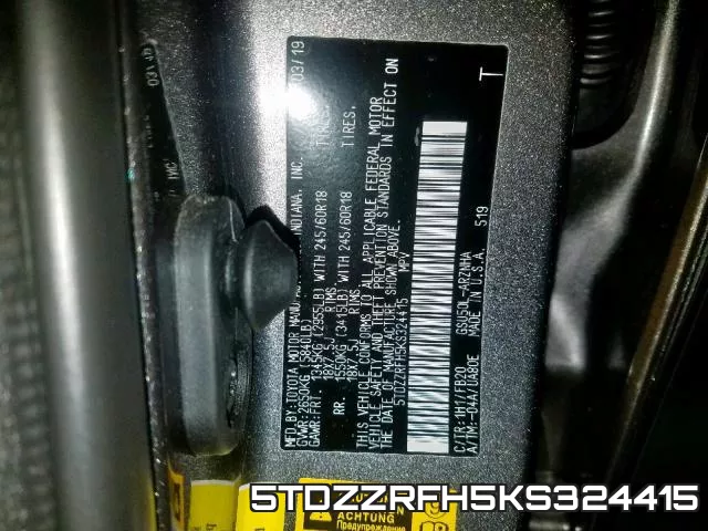5TDZZRFH5KS324415 фото 2