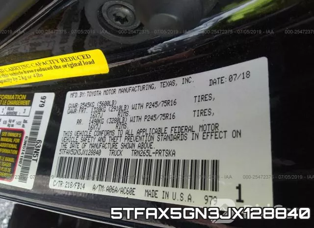 5TFAX5GN3JX128840 фото 10