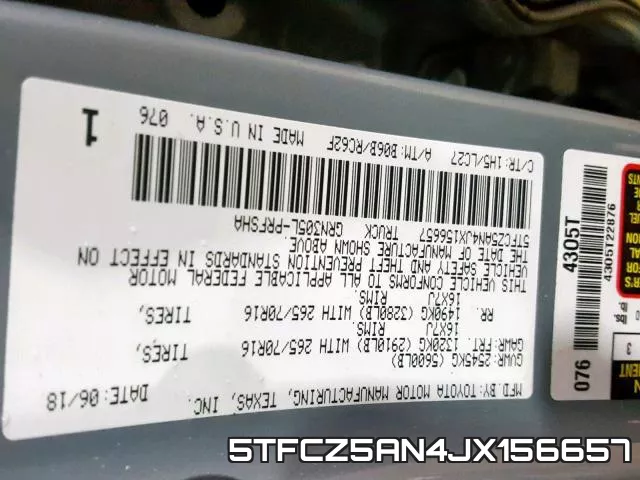 5TFCZ5AN4JX156657 фото 2