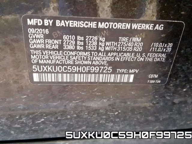 5UXKU0C59H0F99725 фото 2