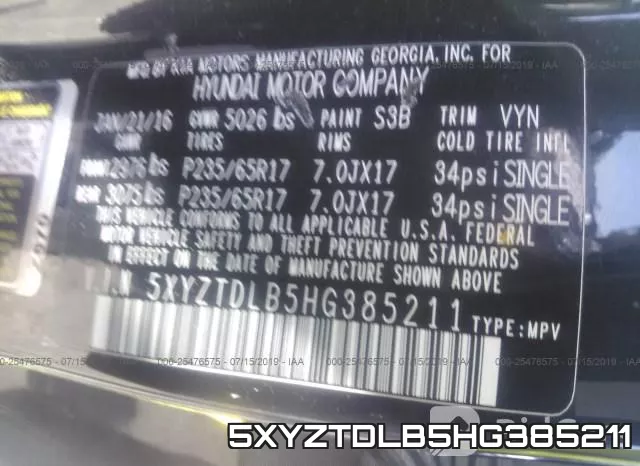 5XYZTDLB5HG385211 фото 10
