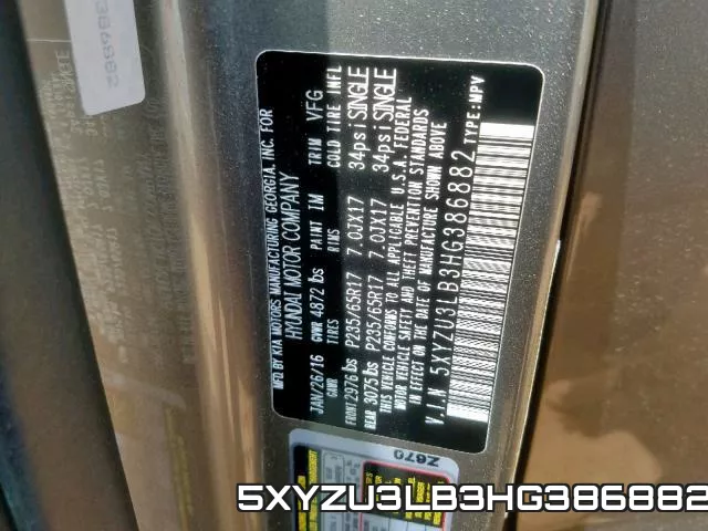 5XYZU3LB3HG386882 фото 2