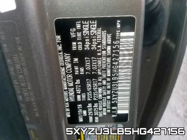 5XYZU3LB5HG427156 фото 2
