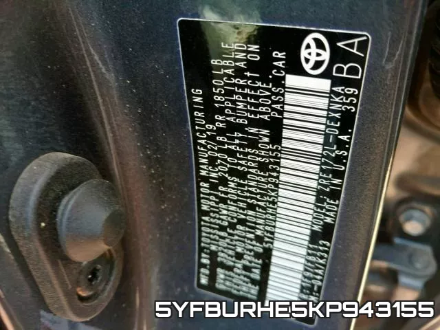 5YFBURHE5KP943155 фото 2