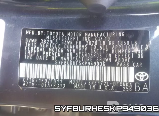 5YFBURHE5KP949036 фото 10