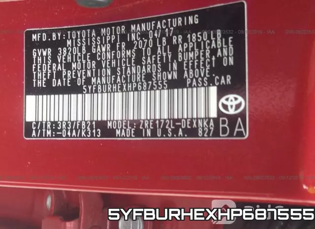 5YFBURHEXHP687555 фото 10