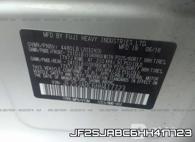 JF2SJABC6HH417723 фото 10