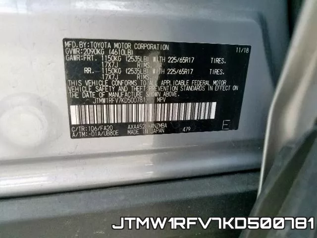 JTMW1RFV7KD500781 фото 2