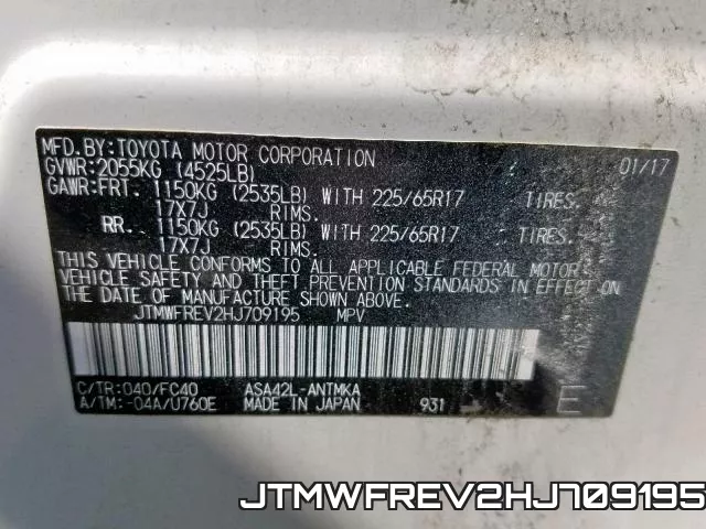 JTMWFREV2HJ709195 фото 2