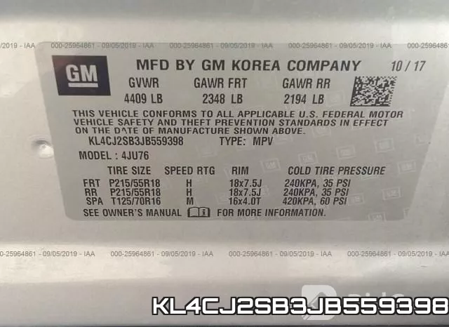 KL4CJ2SB3JB559398 фото 10