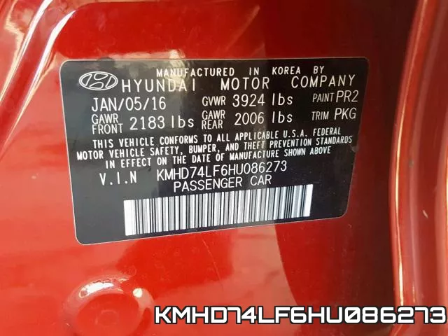 KMHD74LF6HU086273 фото 2