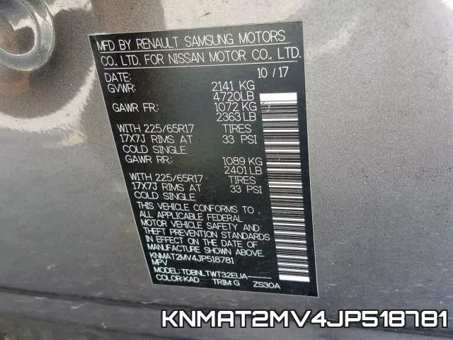 KNMAT2MV4JP518781 фото 2
