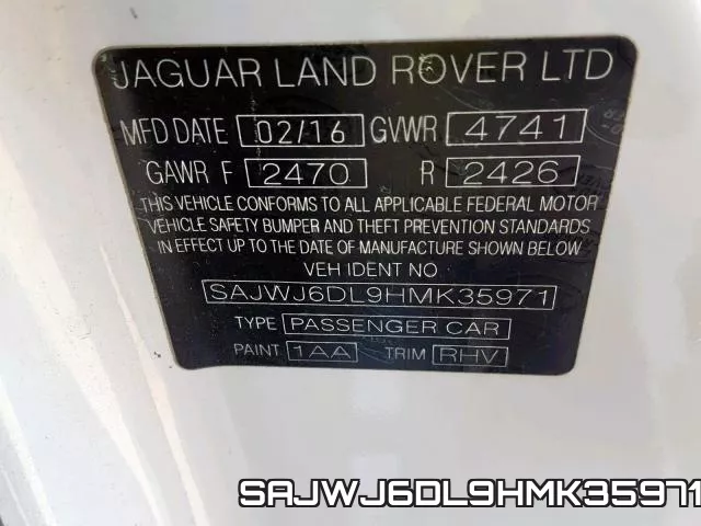 SAJWJ6DL9HMK35971 фото 2