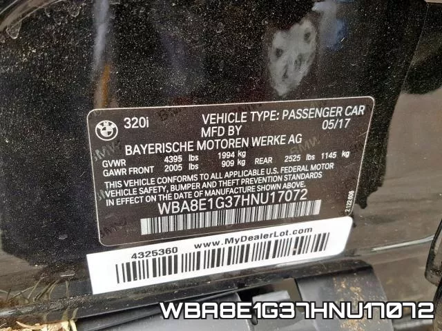 WBA8E1G37HNU17072 фото 2