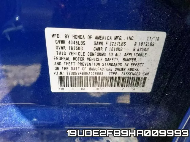 19UDE2F89HA009993 фото 2