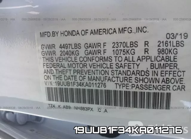 19UUB1F34KA011276 фото 10