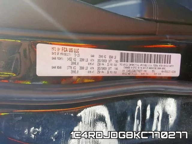 1C4RDJDG8KC770277 фото 2
