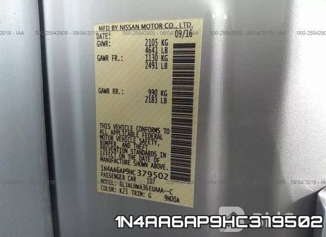 1N4AA6AP9HC379502 фото 9