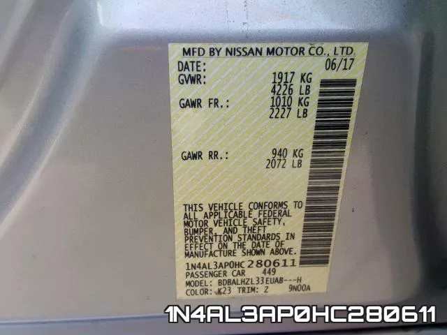 1N4AL3AP0HC280611 фото 2