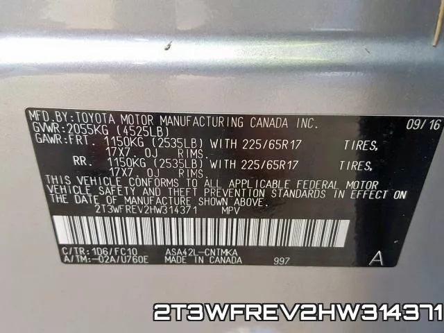 2T3WFREV2HW314371 фото 2