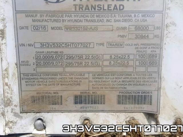 3H3V532C5HT077027 фото 2