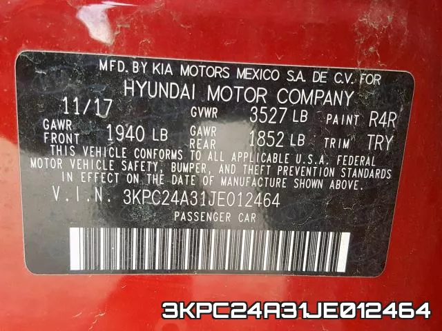 3KPC24A31JE012464 фото 2