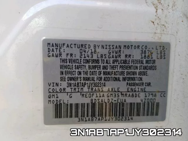 3N1AB7AP1JY302314 фото 2
