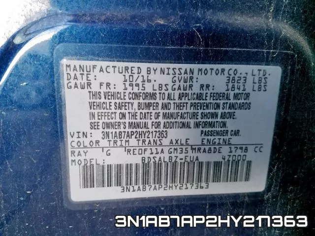 3N1AB7AP2HY217363 фото 2