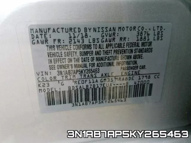 3N1AB7AP5KY265463 фото 2