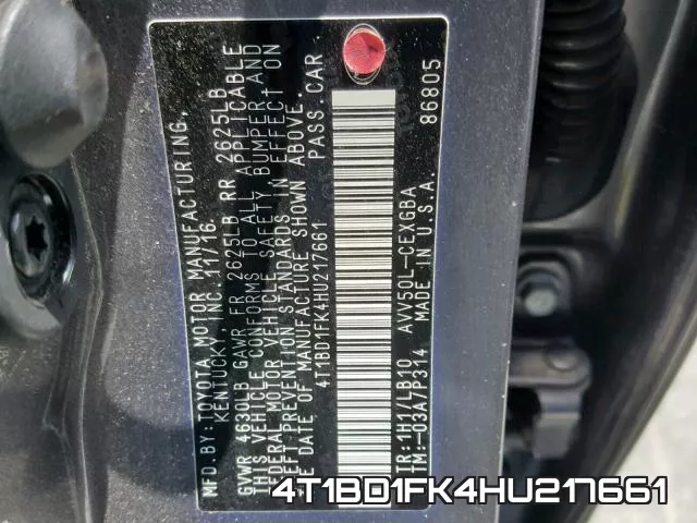 4T1BD1FK4HU217661 фото 2