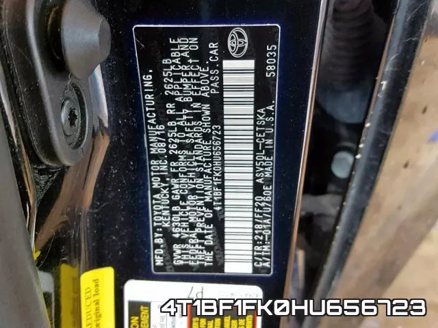 4T1BF1FK0HU656723 фото 2
