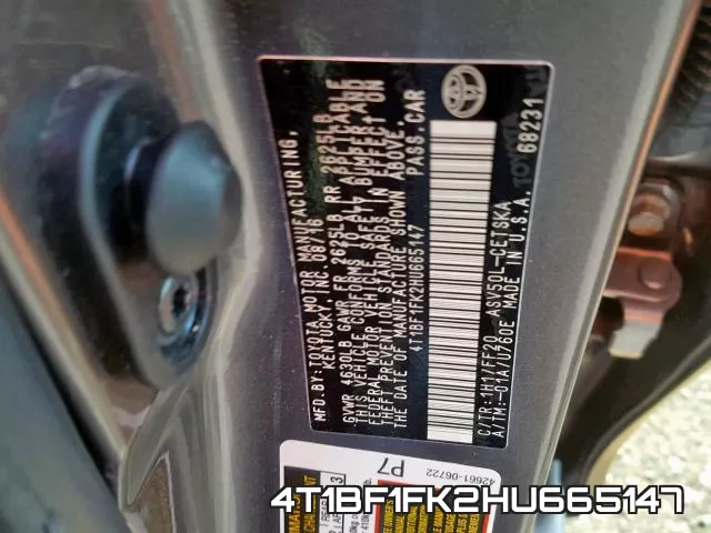 4T1BF1FK2HU665147 фото 2