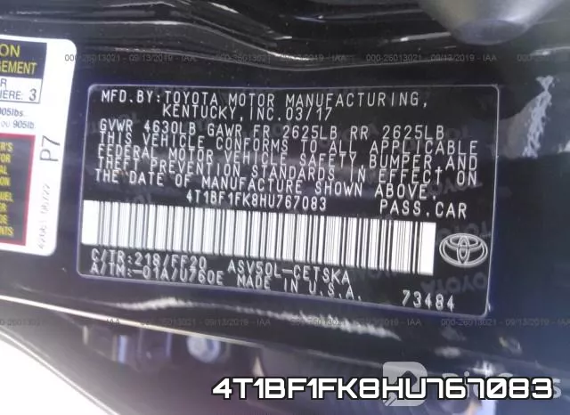 4T1BF1FK8HU767083 фото 10