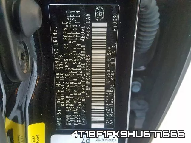 4T1BF1FK9HU677666 фото 2
