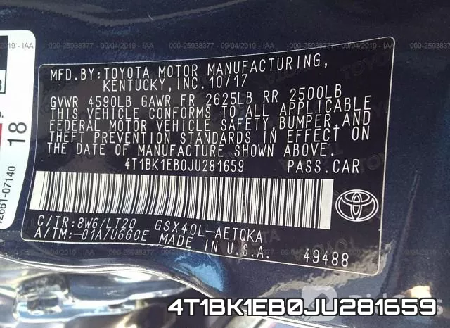 4T1BK1EB0JU281659 фото 10